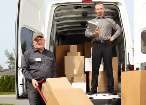 House removals team planning a move in Kensington street