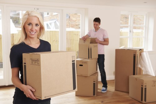 Household furniture and boxes ready for removals in Kensington