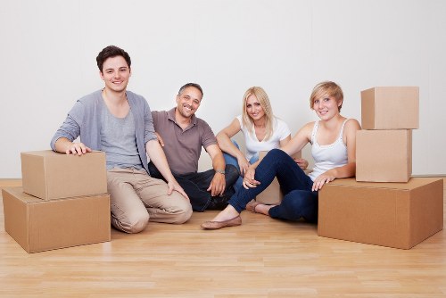 Packed boxes and fragile items prepared for a flat removal in Kensington